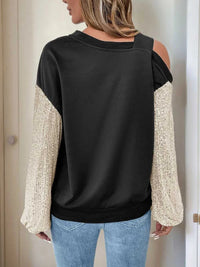 Perfee Sequin Asymmetrical Neck Long Sleeve Sweatshirt 100100251611332 29 Affordable Fashion Under $100 Jerry's Apparel 