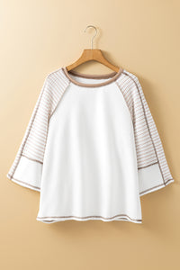 Striped Round Neck Raglan Sleeve Top