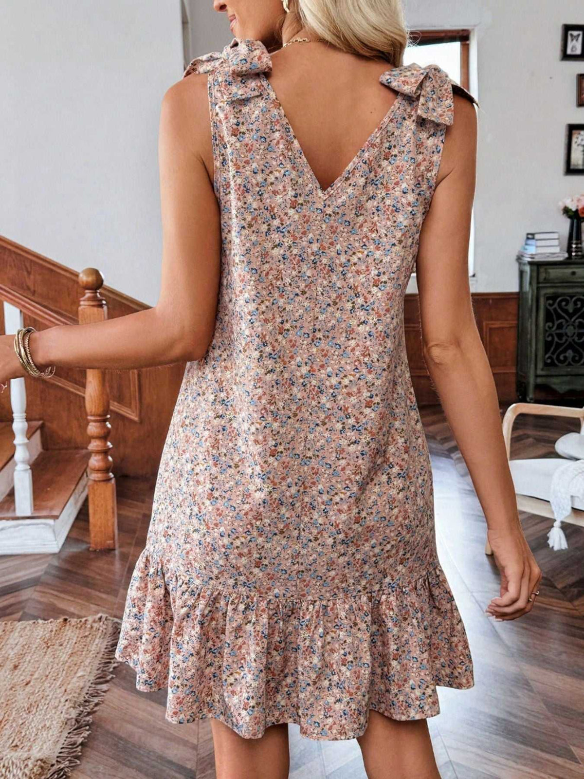 Floral Print Tie Strap Ruffle Hem Mini Dress 100100359163332 28 Affordable Fashion Under $100 Jerry's Apparel 