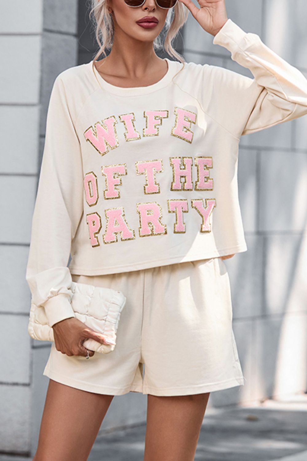 WIFE OF THE PARTY Round Neck Top and Shorts Set