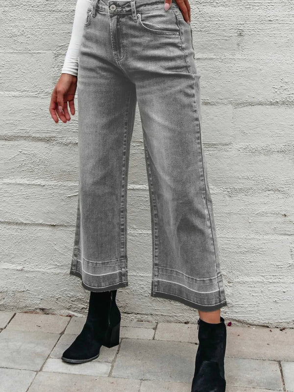 High Waist Wide Leg Washed Jeans 100100441594438 58 Seasonal Fashion Collections Jerry's Apparel 