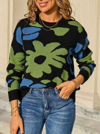 Floral Crew Neck Long Sleeve Sweater 100100117125367 47 Affordable Fashion Under $100 Jerry's Apparel 