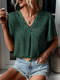 Perfee Animal Print V-Neck Flutter Sleeve Blouse 100100584363114 26 Affordable Fashion Under $100 Jerry's Apparel 