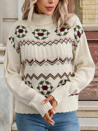 Geometric Turtleneck Long Sleeve Sweater 100100056621084 45 Affordable Fashion Under $100 Jerry's Apparel 