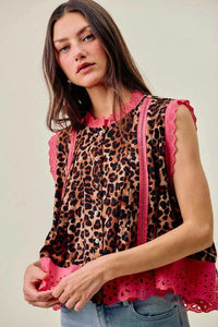 SO ME Leopard Button Up Pleated Sleeveless Blouse 100100904831039 51 Affordable Fashion Under $100 Jerry's Apparel 
