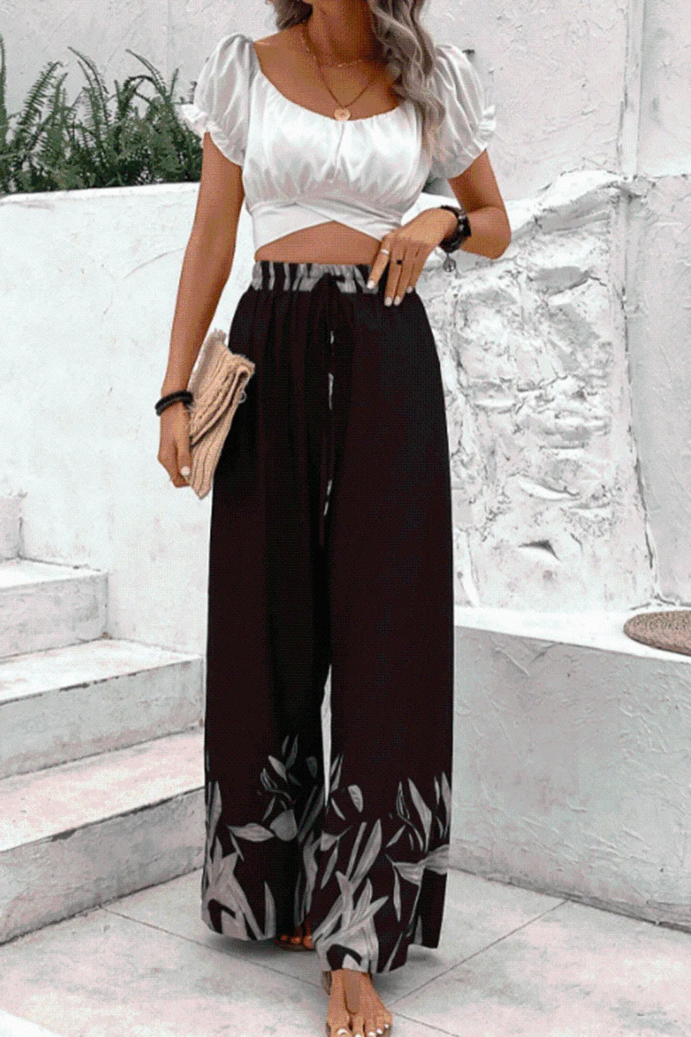 Drawstring High Waist Relax Fit Pants