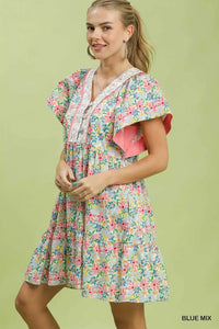 Umgee Mix Floral Tiered Mini Dress with Side Pockets 100100771931862 62 Affordable Fashion Under $100 Jerry's Apparel 