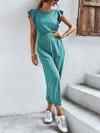 Flutter Sleeve Elastic Waist Jumpsuit
