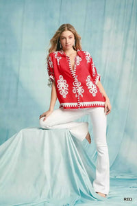 Umgee Abstract Print Button Down Short Sleeve Shirt 100100903931595 45 Affordable Fashion Under $100 Jerry's Apparel 