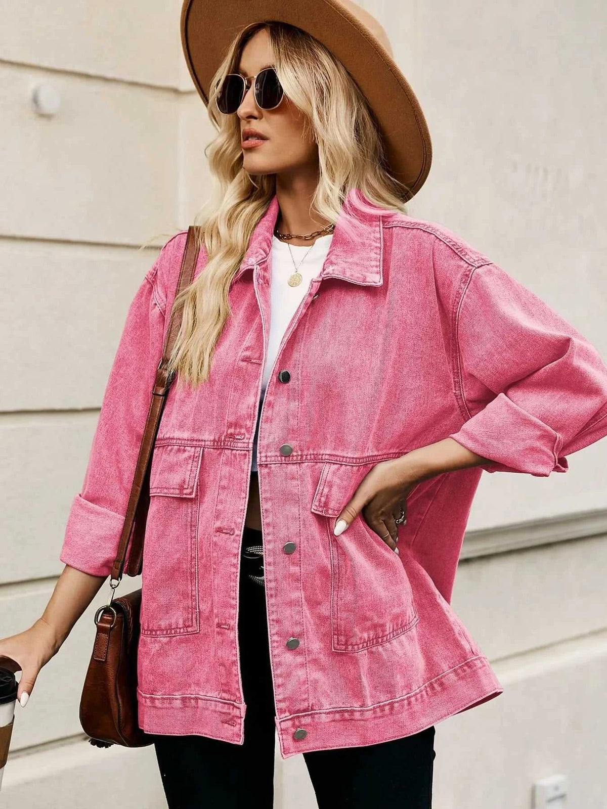 Oversized Button Up Denim Jacket with Hood 100100876233269 72 Affordable Fashion Under $100 Jerry's Apparel 