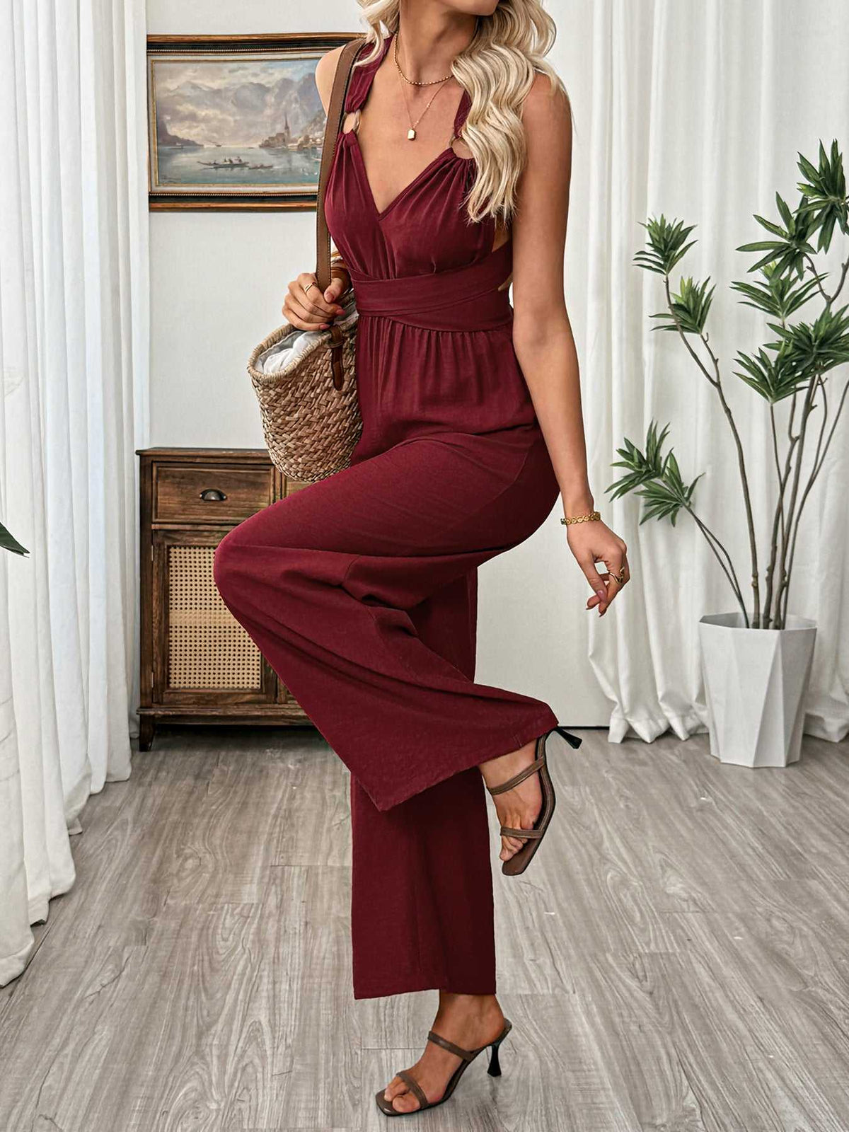 V-Neck Sleeveless Wide Leg Jumpsuit 100100445158382 36 Affordable Fashion Under $100 Jerry's Apparel 