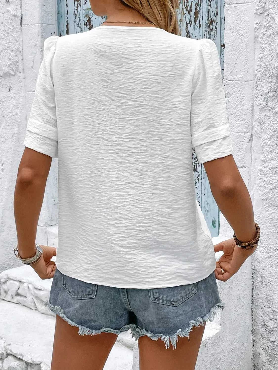 Embroidered V-Neck Short Sleeve Top 100100568691970 32 Affordable Fashion Under $100 Jerry's Apparel 