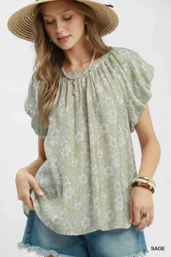 Umgee Floral Puff Sleeve Blouse 100100619591928 47 Affordable Fashion Under $100 Jerry's Apparel 