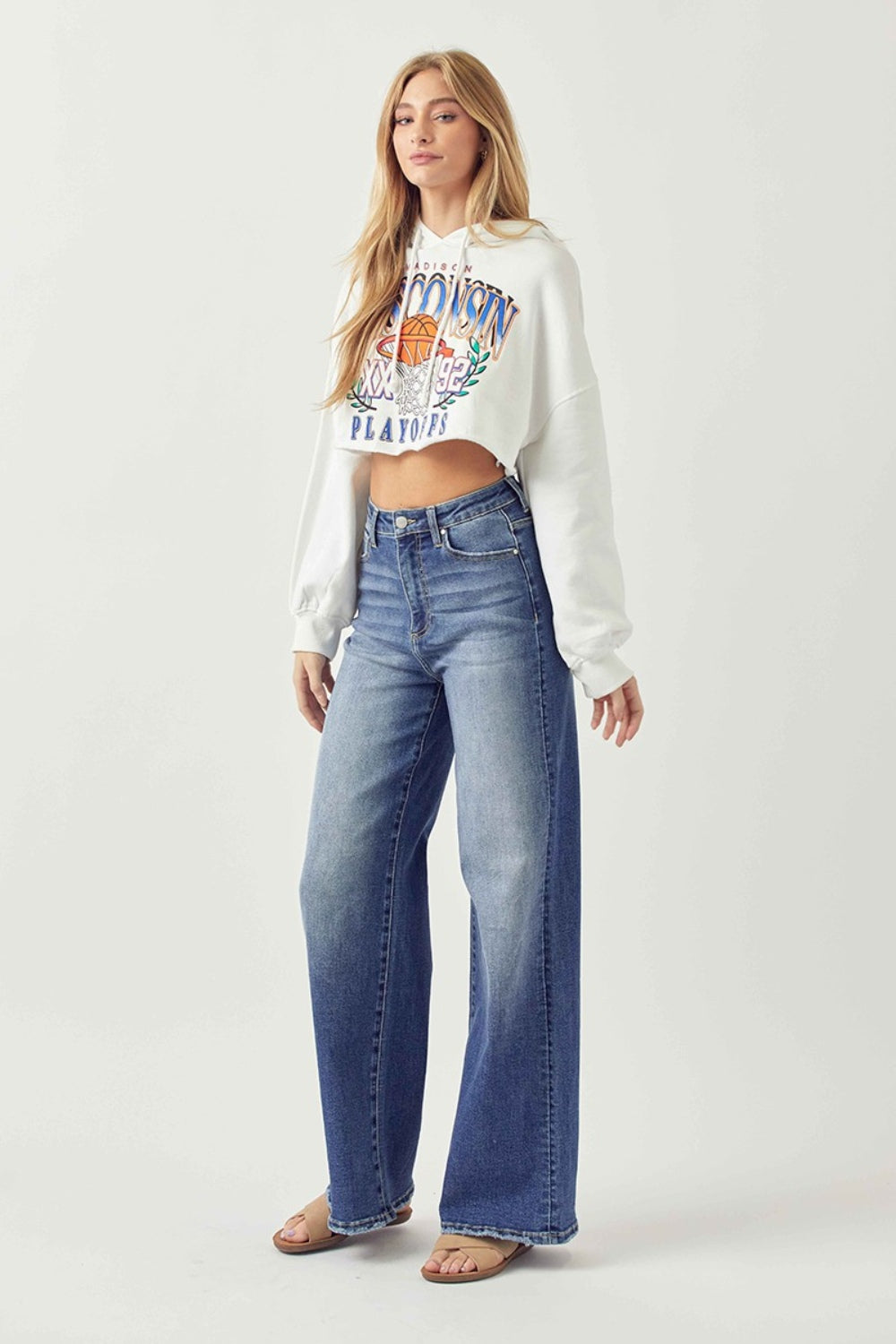 Full Size High Rise Wide Leg Jeans