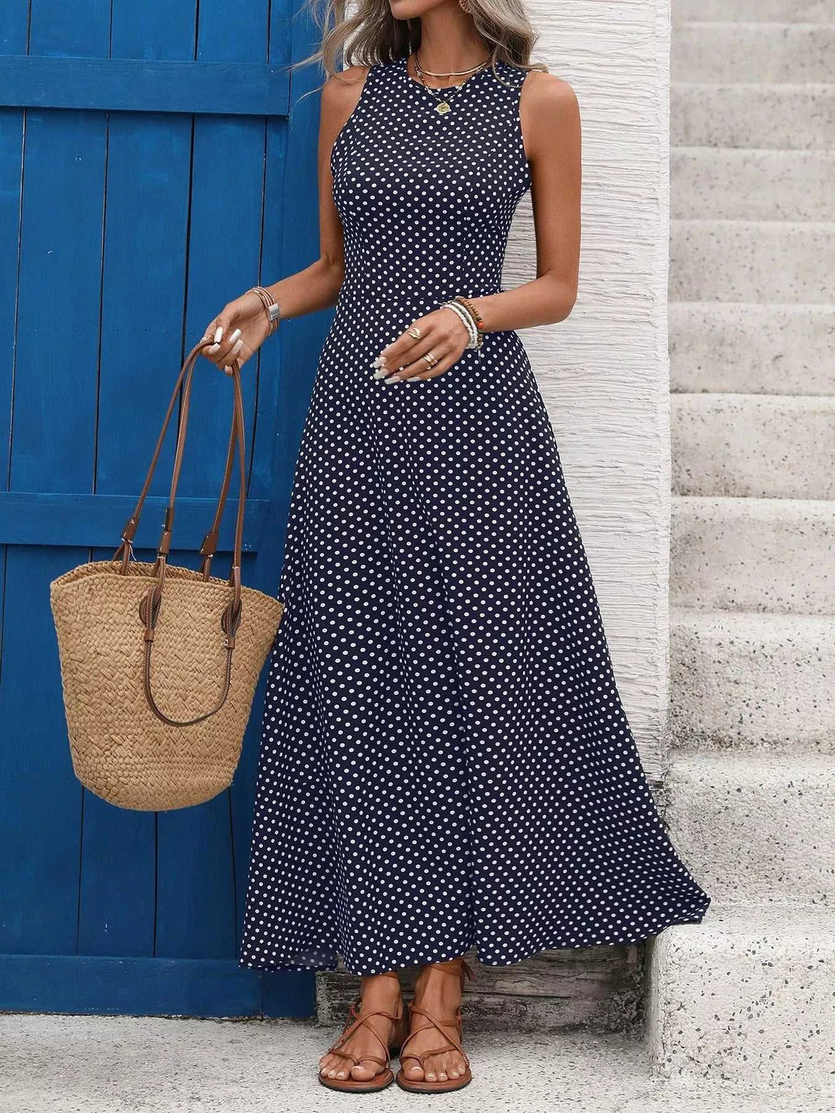Sleeveless Polka Dot Maxi Dress 100100510800642 32 Gifts for Her Jerry's Apparel 
