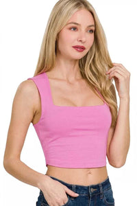 Zenana Double Layered Square Neck Cropped Tank Top 100100223191485 19 Affordable Fashion Under $100 Jerry's Apparel 