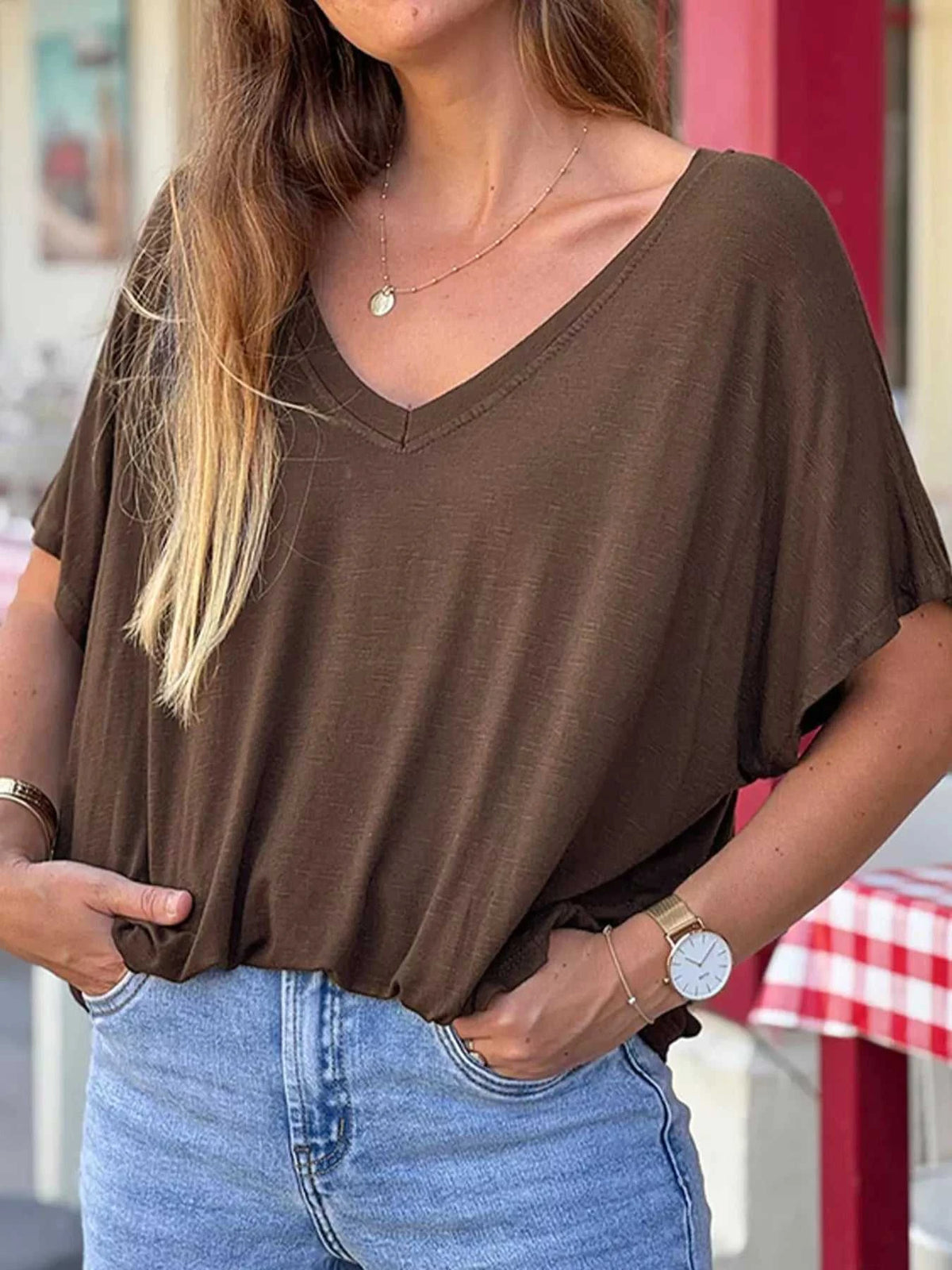 Casual V-Neck Relaxed Fit T-Shirt 100100751365785 22 Affordable Fashion Under $100 Jerry's Apparel 
