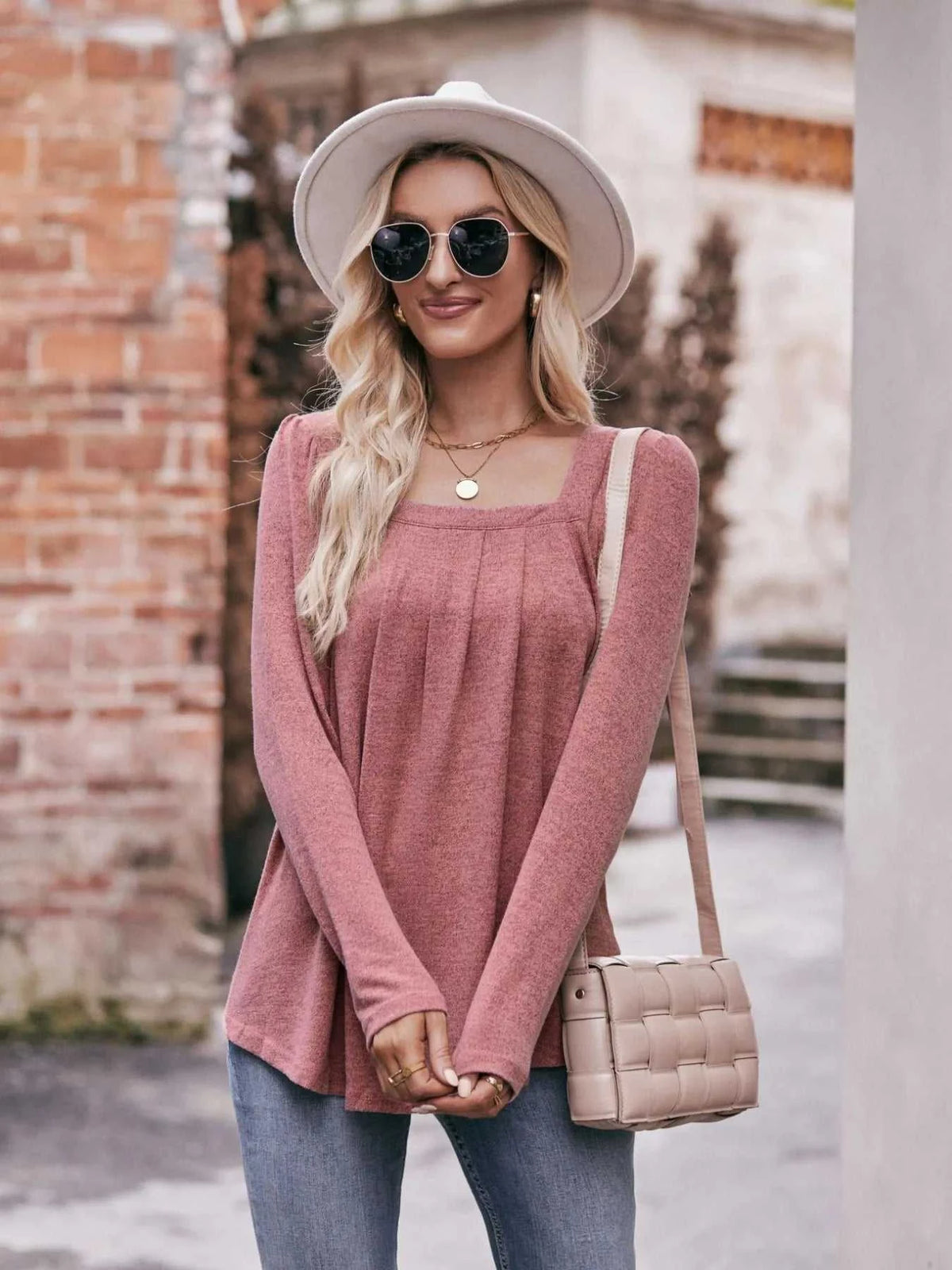 Square Neck Long Sleeve T-Shirt 100100618971989 31 Affordable Fashion Under $100 Jerry's Apparel 