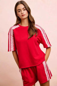 BiBi French Terry Side Lace Detail Short Sleeves Top 100100237661933 42 Affordable Fashion Under $100 Jerry's Apparel 