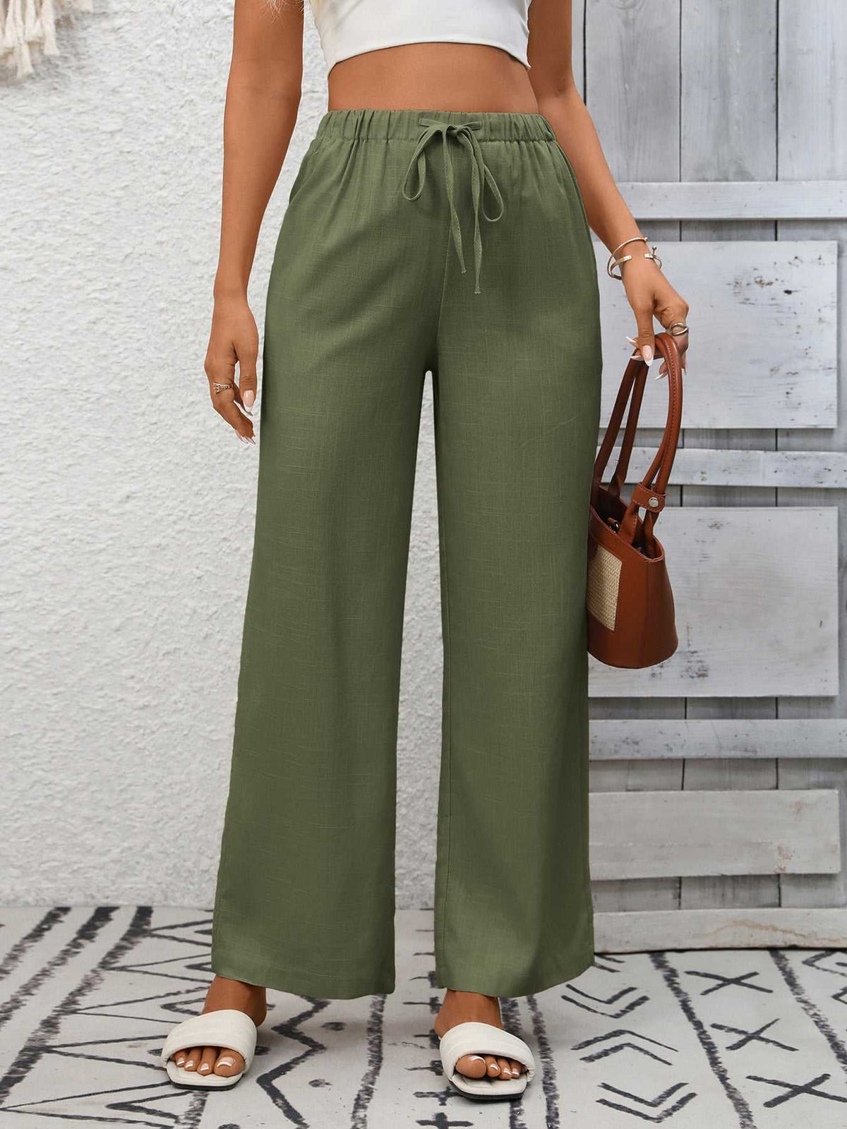Drawstring High Waist Wide Leg Pants 100100990618349 39 Affordable Fashion Under $100 Jerry's Apparel 