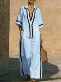 Full Size Contrast Trim Top and Pants Set Plus Size 100100614502241 43 Affordable Fashion Under $100 Jerry's Apparel 