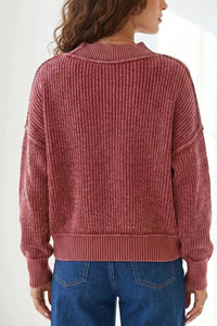 Drop Shoulder High Neck Ribbed Sweater 100100077017426 70 Affordable Fashion Under $100 Jerry's Apparel 