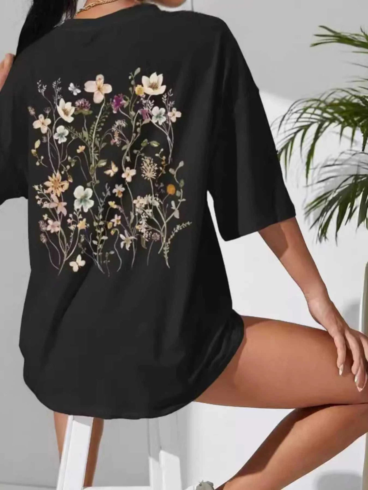 Full Size Floral Short Sleeve Casual T-Shirt Plus Size 101001286461631 25 Women's T-shirts Affordable Fashion Under $100 Jerry's Apparel 