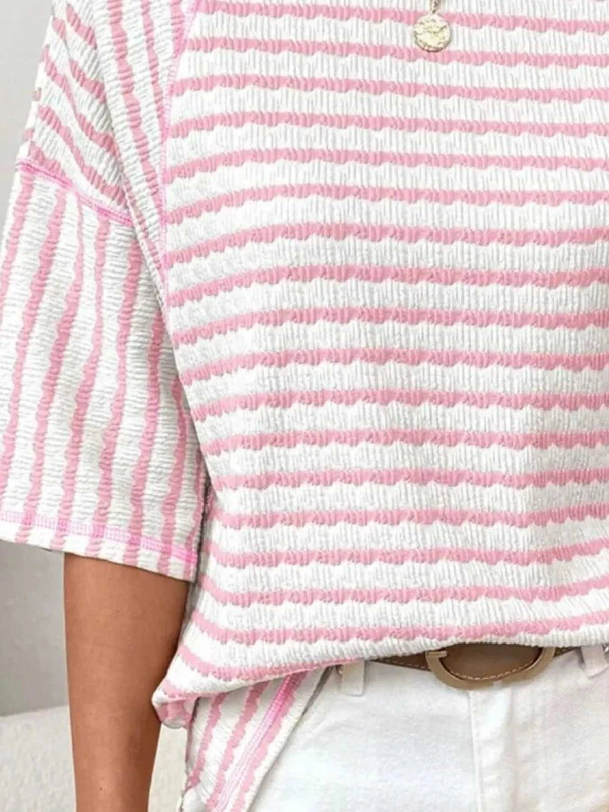 Casual Striped Raglan Sleeve Textured T-Shirt 101001019077269 38 Affordable Fashion Under $100 Jerry's Apparel 
