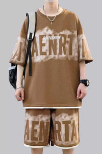 Men's Plus Size Letter Round Neck Tee and Shorts Set 100400294223129 56 Gifts for Him Jerry's Apparel 