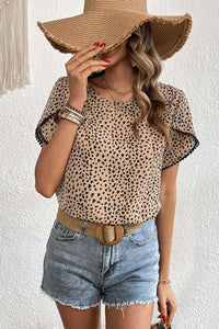 Perfee Printed Pom Pom Detail Petal Sleeve Round Neck Blouse 100100193386630 28 Affordable Fashion Under $100 Jerry's Apparel 