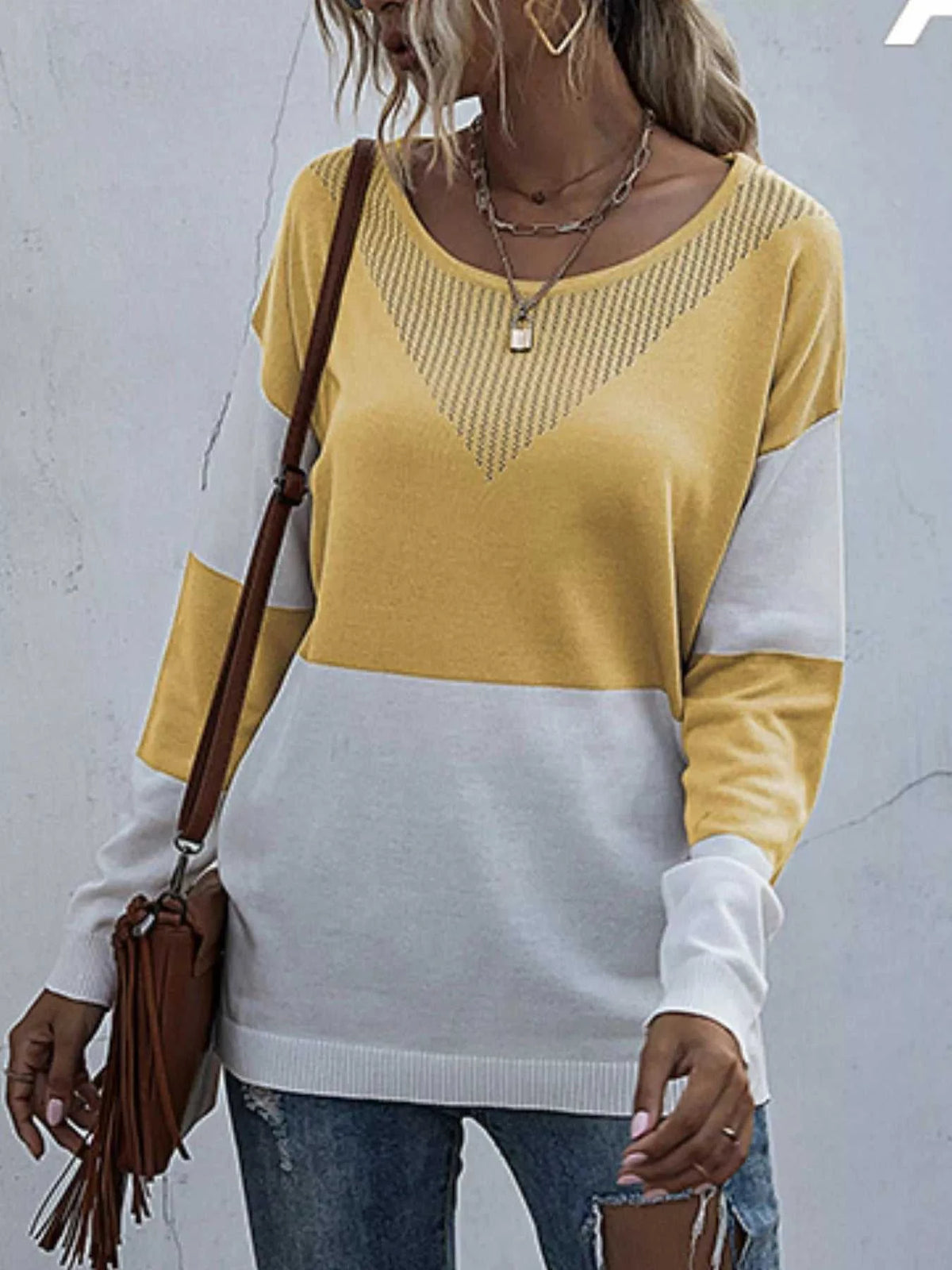 Color Block Round Neck Sweater 100100976966753 26 Affordable Fashion Under $100 Jerry's Apparel 