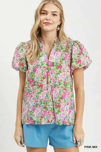 Umgee Floral Puff Sleeve Blouse 100100272031185 51 Affordable Fashion Under $100 Jerry's Apparel 