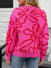 Flower Crew Neck Long Sleeve Sweater 100100780503301 49 Affordable Fashion Under $100 Jerry's Apparel 