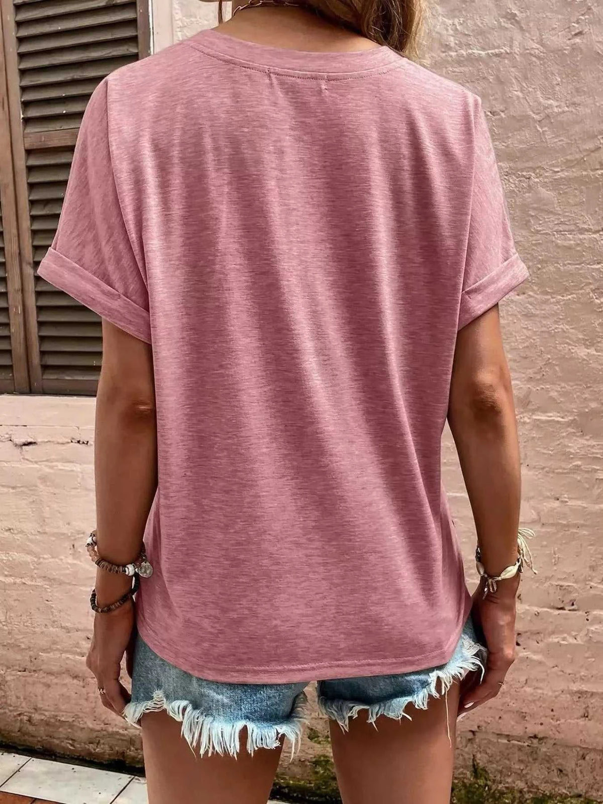 Full Size Notched T-Shirt with Rolled Sleeves Plus Size 100100574144593 26 Affordable Fashion Under $100 Jerry's Apparel 