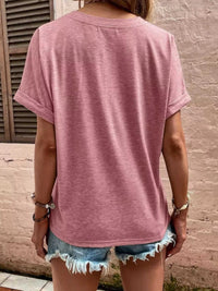 Full Size Notched T-Shirt with Rolled Sleeves Plus Size 100100574144593 26 Affordable Fashion Under $100 Jerry's Apparel 