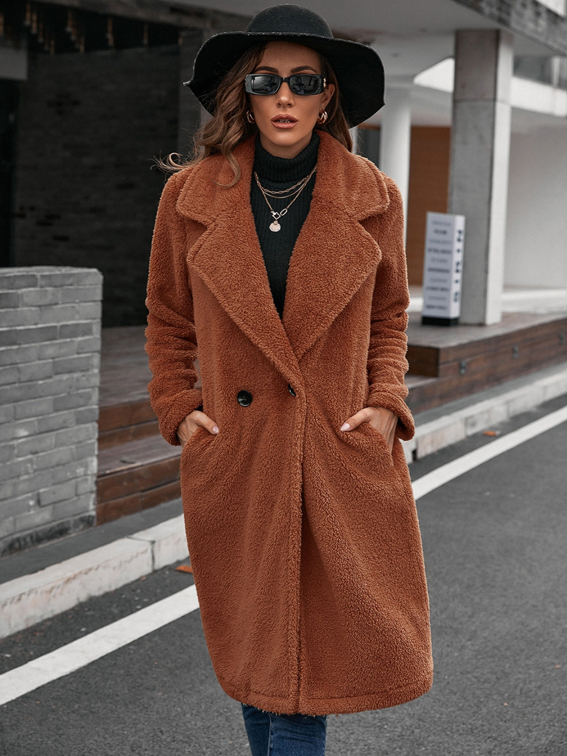 Ivy Lane Plush Collared Neck Button Up Coat