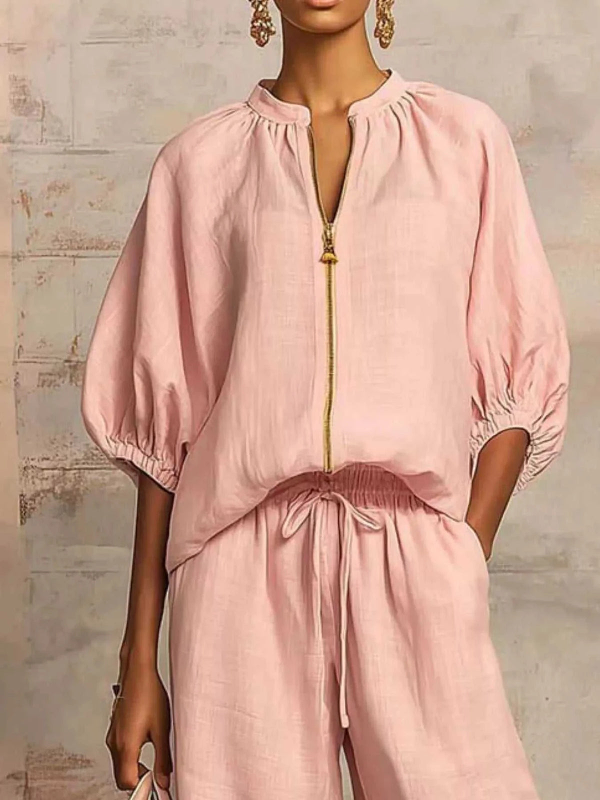 Full Size Zip-Front Top and Wide-Leg Pants Set Plus Size 101001746488777 43 Affordable Fashion Under $100 Jerry's Apparel 