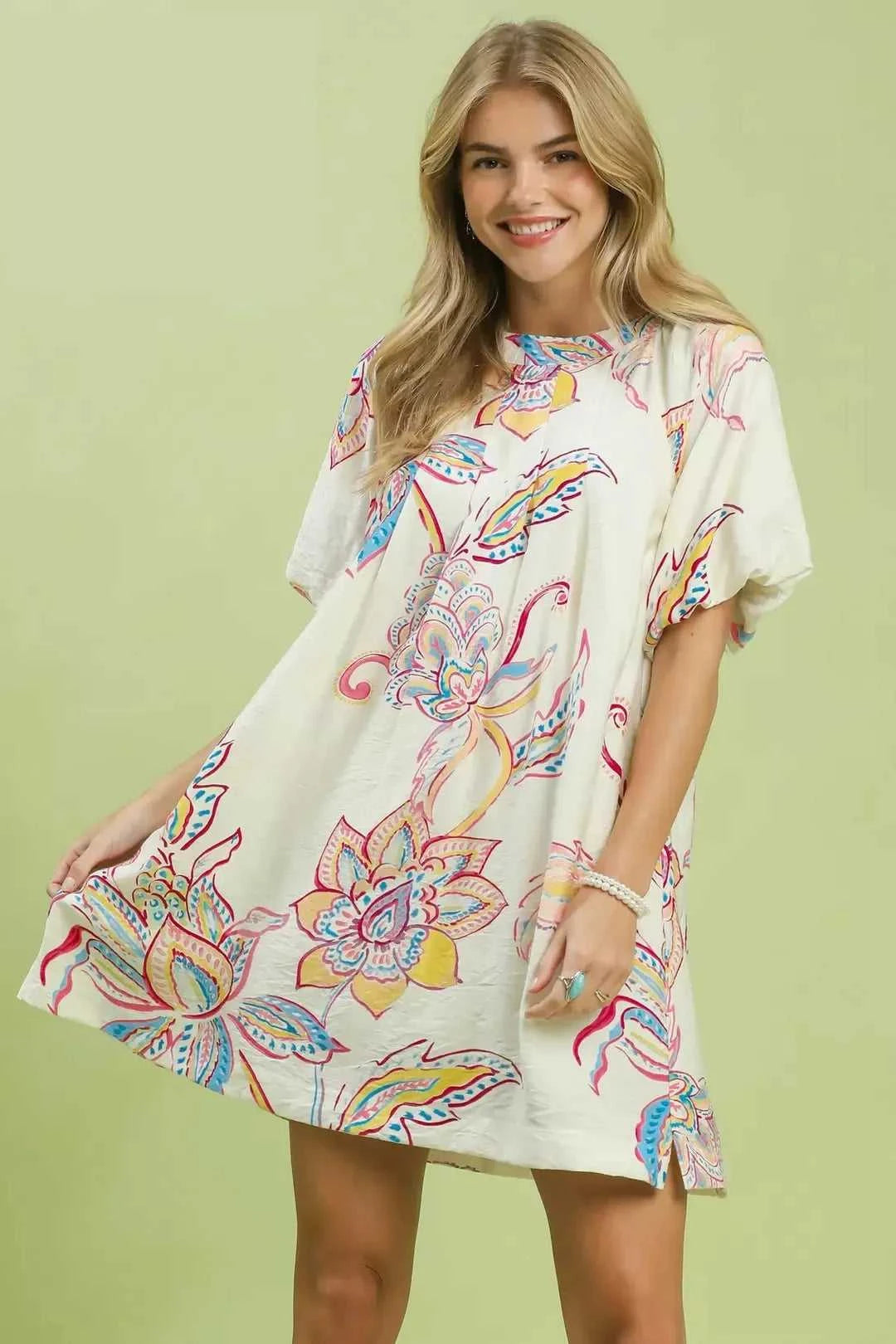 Umgee Boho Floral Print Mini Dress with Pockets 100100013541234 55 Affordable Fashion Under $100 Jerry's Apparel 