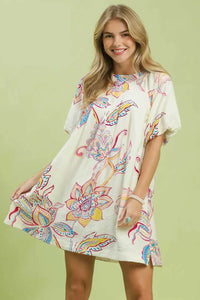 Umgee Boho Floral Print Mini Dress with Pockets 100100013541234 55 Affordable Fashion Under $100 Jerry's Apparel 
