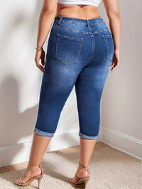 Plus Size Rolled Hem High Waist Denim Capri Jeans 100100261831882 41 Affordable Fashion Under $100 Jerry's Apparel 