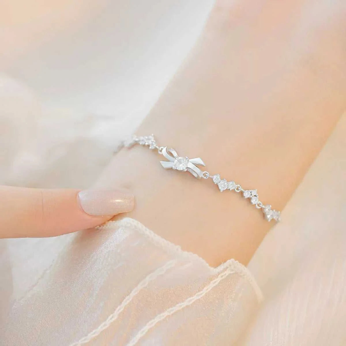 925 Sterling Silver Chain Bow Bracelet 100500004456042 49 Affordable Fashion Under $100 Jerry's Apparel 