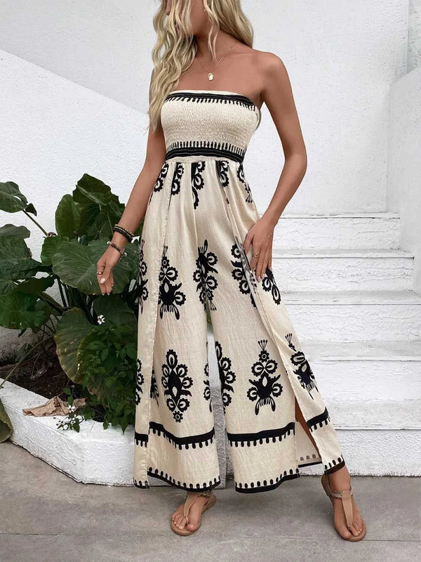 Smocked Printed Wide Leg Jumpsuit 100100237311623 40 Affordable Fashion Under $100 Jerry's Apparel 