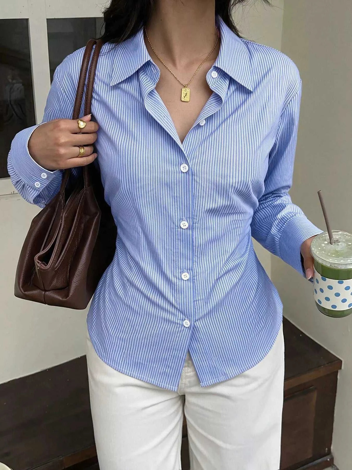 Striped Slim-Fit Button-Down Shirt 101001608901283 42 Affordable Fashion Under $100 Jerry's Apparel 