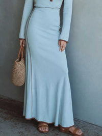 Full Size Contrast Trim Zip-Up Long Sleeve Knit Maxi Dress Plus Size 101002329716993 50 Affordable Fashion Under $100 Jerry's Apparel 