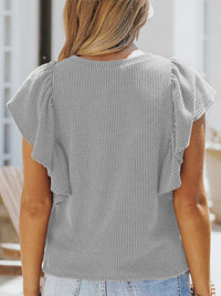 Full Size Ruffled Sleeve Ribbed Knit T-Shirt Plus Size 100100389504988 26 Affordable Fashion Under $100 Jerry's Apparel 
