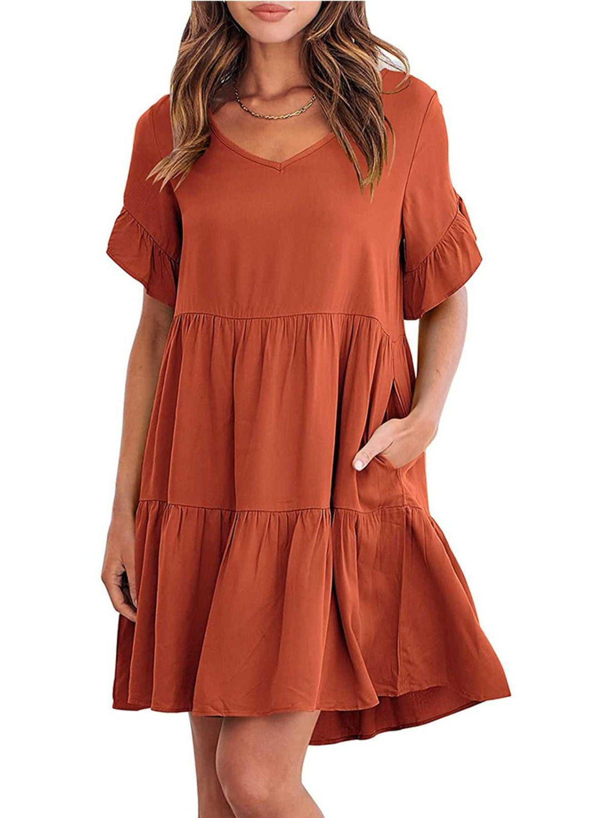 Ruffled Sleeve Tiered Mini Dress 100100840870791 28 Affordable Fashion Under $100 Jerry's Apparel 