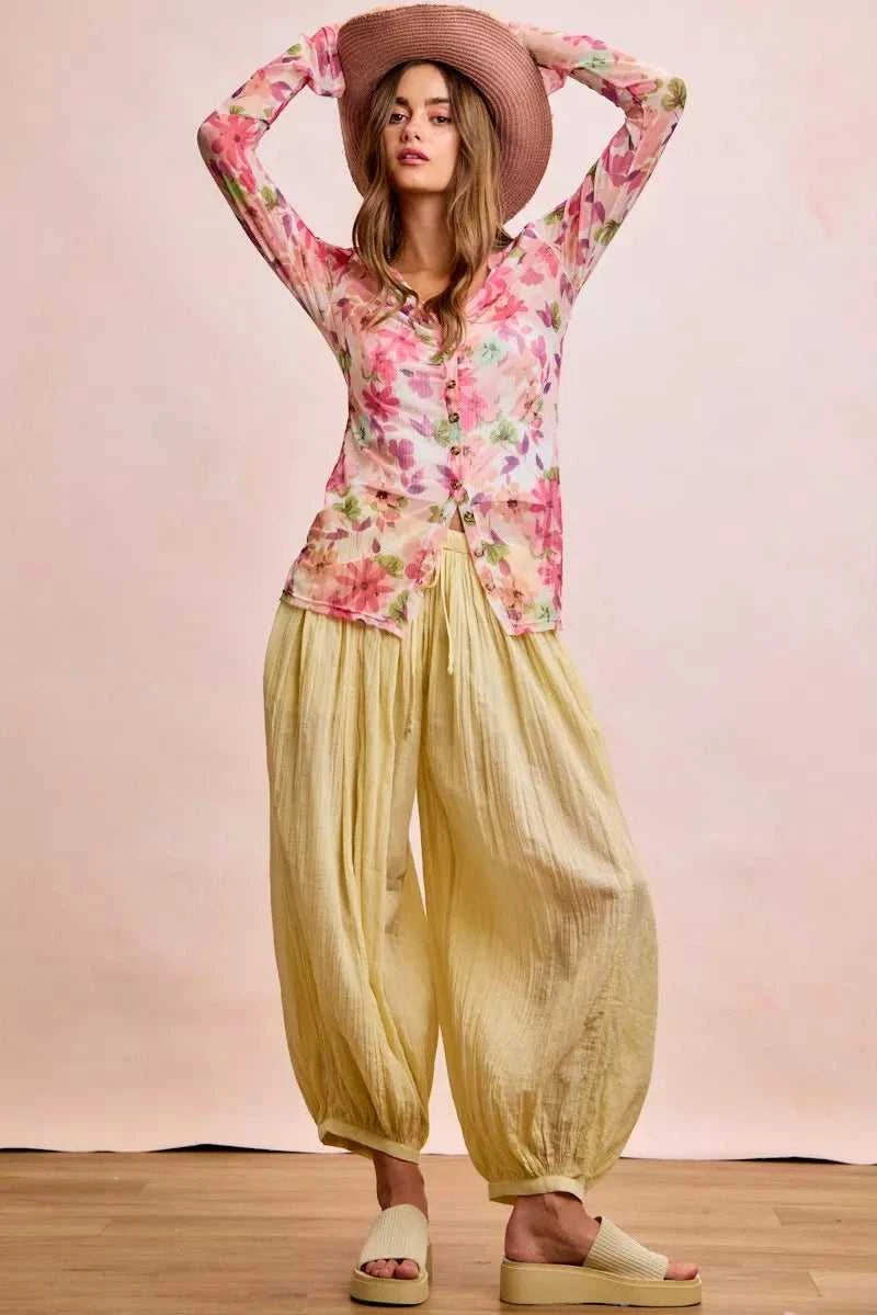 BiBi Floral Shrried Detail Button Up Mesh Cardigan Top 100100970651175 39 Gifts for Her Jerry's Apparel 