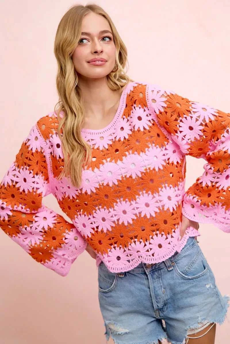 BiBi Flower Crochet Knit Top 100100317131724 56 Affordable Fashion Under $100 Jerry's Apparel 