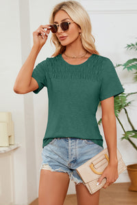 Ruched Round Neck Short Sleeve T-Shirt