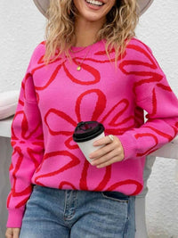 Flower Crew Neck Long Sleeve Sweater 100100780503301 49 Affordable Fashion Under $100 Jerry's Apparel 